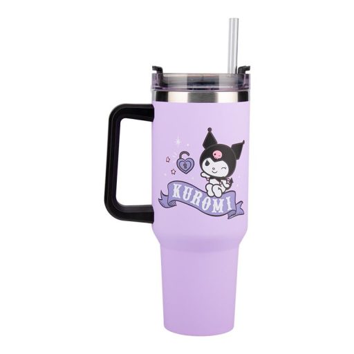 Kuromi hőszigetelt utazó pohár és szívószállal 900 ml