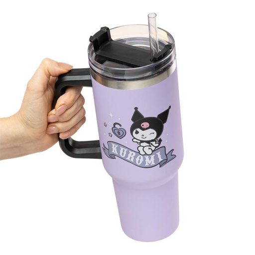 Kuromi hőszigetelt utazó pohár és szívószállal 900 ml