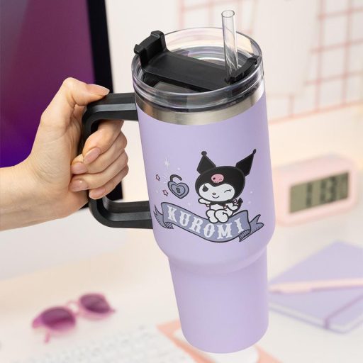 Kuromi hőszigetelt utazó pohár és szívószállal 900 ml