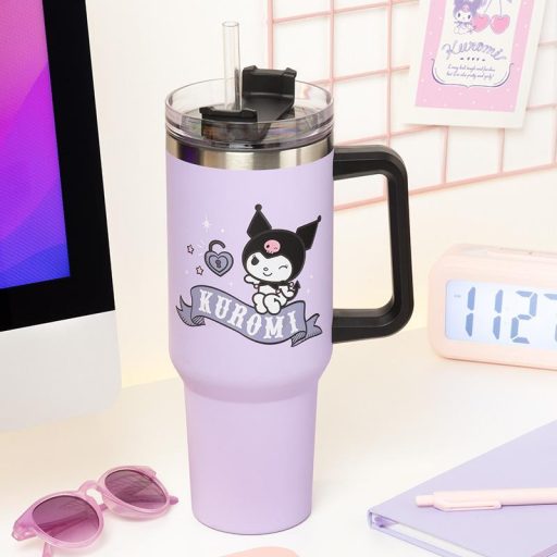 Kuromi hőszigetelt utazó pohár és szívószállal 900 ml