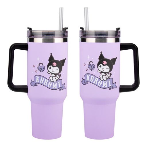 Kuromi hőszigetelt utazó pohár és szívószállal 900 ml