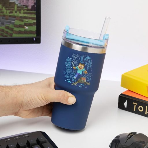 Minecraft Gamer hőszigetelt pohár és szívószállal 600 ml