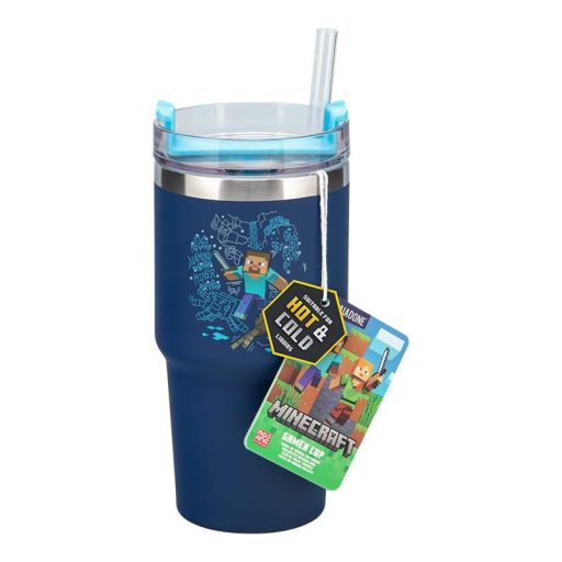 Minecraft Gamer hőszigetelt pohár és szívószállal 600 ml