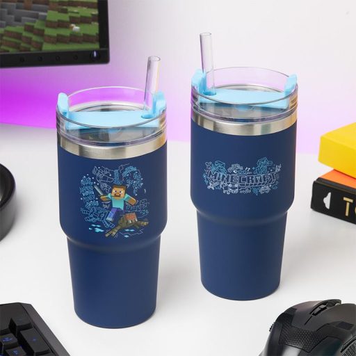 Minecraft Gamer hőszigetelt pohár és szívószállal 600 ml