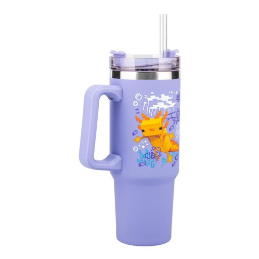 Minecraft Szigetelő Kupa Szívószállal (900 ml) - Lila