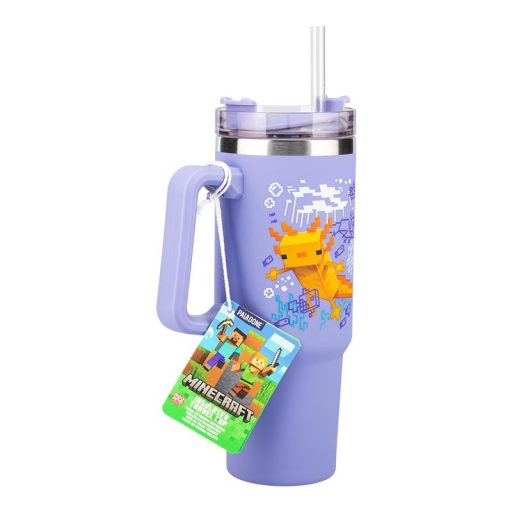 Minecraft Szigetelő Kupa Szívószállal (900 ml) - Lila