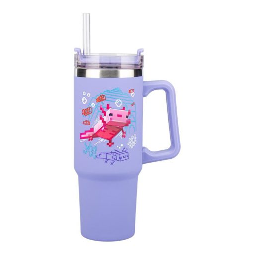 Minecraft Szigetelő Kupa Szívószállal (900 ml) - Lila
