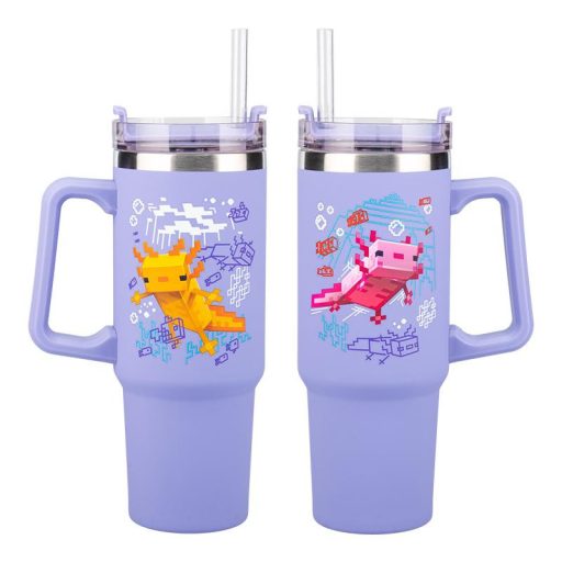 Minecraft Szigetelő Kupa Szívószállal (900 ml) - Lila