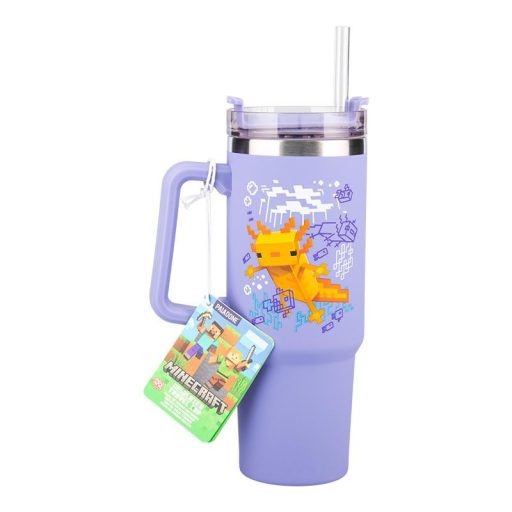 Minecraft Szigetelő Kupa Szívószállal (900 ml) - Lila