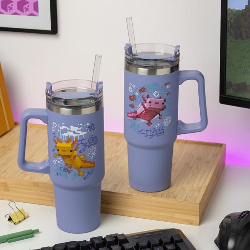 Minecraft Szigetelő Kupa Szívószállal (900 ml) - Lila